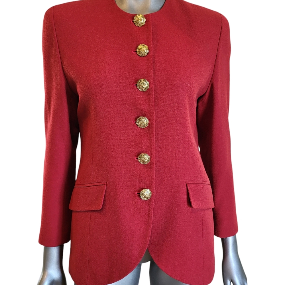165. Vintage Red Madam Mode Lined Blazer - Medium